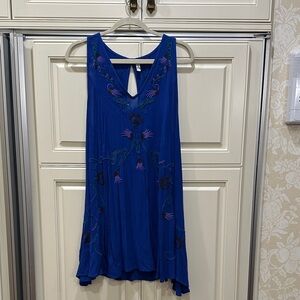 Free People Royal Blue Embroidered Tunic